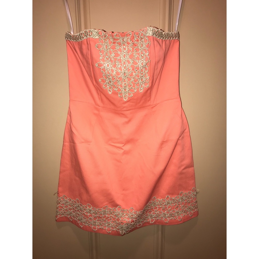 Coral And Gold Dress